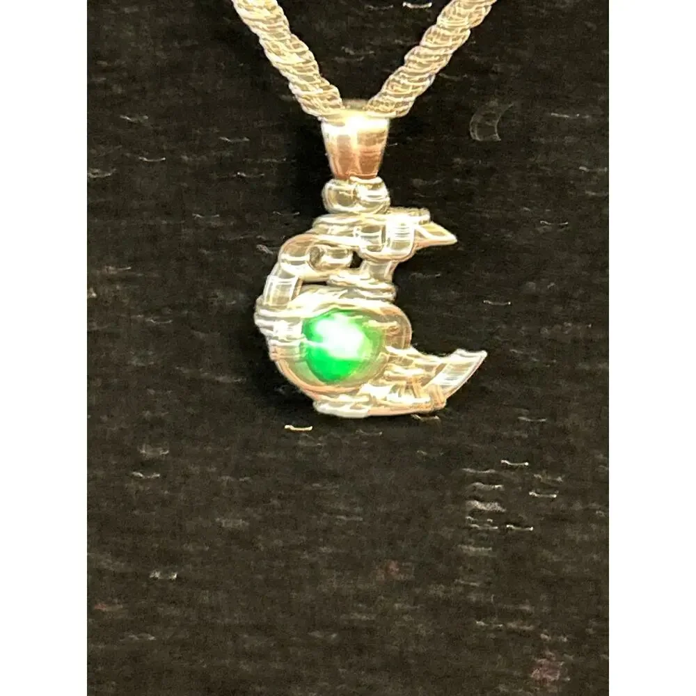 Sterling Silver Turquoise Crescent Moon Pendant Necklace 18